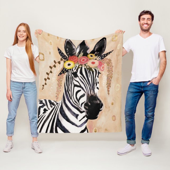 Couverture Polaire Klimt Zebra | Couronne De Fleurs (En situation)