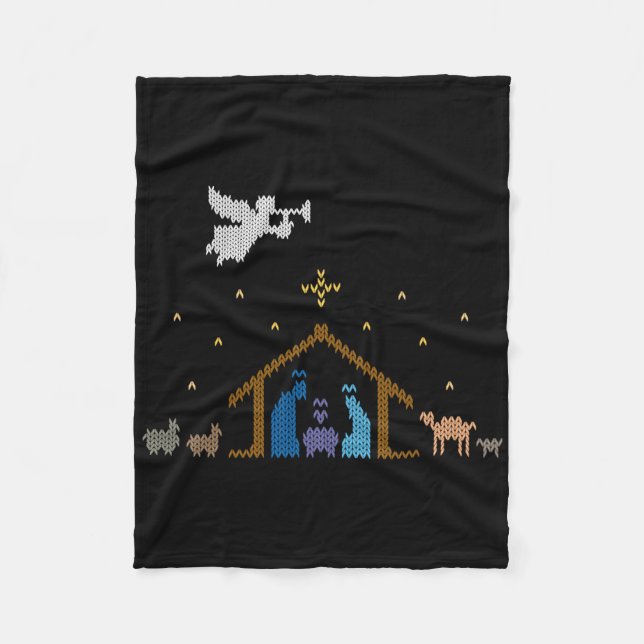 Couverture Polaire Knitted Nativity Christmas Sweater Christian Jesus (Devant)