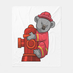 Couverture Polaire Koala as Firefighter with Fire hydrant