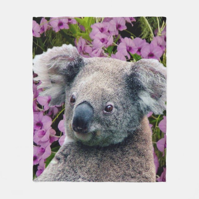 Couverture Polaire Koala et orchidées (Devant)