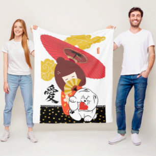 Couverture Polaire KOKESHI AMOUR Chow cœur de chien