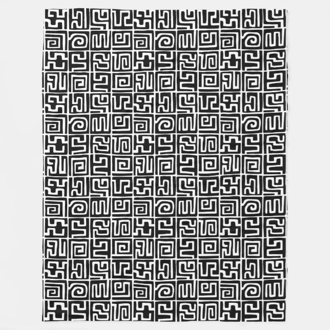 Couverture Polaire Kuba Style Motif 071019 - Noir et Blanc (Devant)