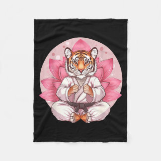 Couverture Polaire Kung Fu Tigre Lotus Fleur Kickboxing Taekwondo