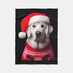 Couverture Polaire Kuvasz Chien avec le chapeau de Noël Noël Noël Noë
