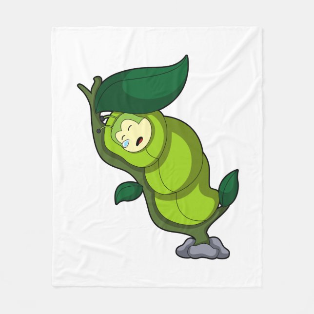 Couverture Polaire La chenille au coucher avec la feuille (Devant)