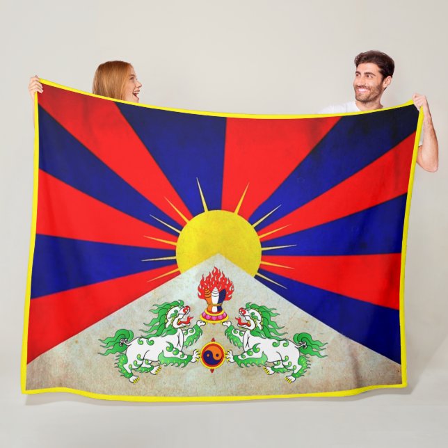 Couverture Polaire « La Chine : TIBET drapeau… « (En situation)