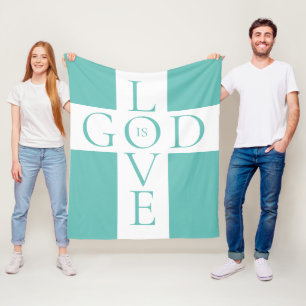 Couverture Polaire La citation de Dieu est amour Christian Aqua Bleu