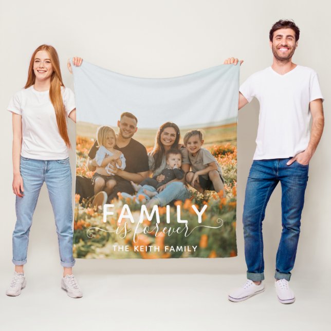 Couverture Polaire La famille est pour toujours Keepsaké Fleece Blanc (En situation)