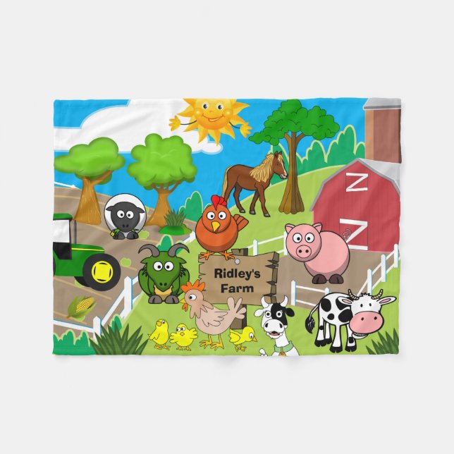 Couverture Polaire La ferme pour enfants personnalisée (Devant (Horizontal))