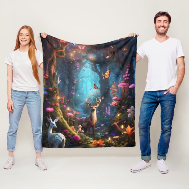 Couverture Polaire La Forêt Enchantée une Oasis Mystique (En situation)