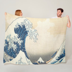 Couverture Polaire La Grande vague au large de Kanagawa Ukiyo-e Japon