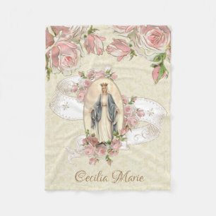 Couverture Polaire La reine du ciel bénit la Vierge Marie aux roses 