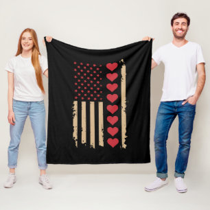 Couverture Polaire La Saint-Valentin Cœurs Drapeau américain