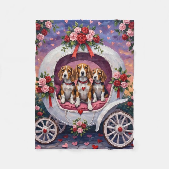 Couverture Polaire La Saint-Valentin des chiens Beagles  (Devant)