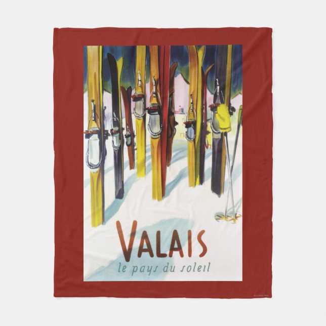 Couverture Polaire La terre du soleil - skis se tenant dans la neige (Devant)