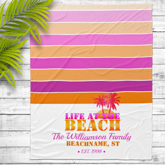 Couverture Polaire La vie à la plage Hot rose & Orange