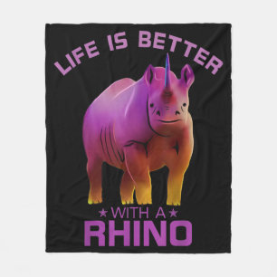 Couverture Polaire La Vie Colorée Est Meilleure Avec Un Rhino Très Sa
