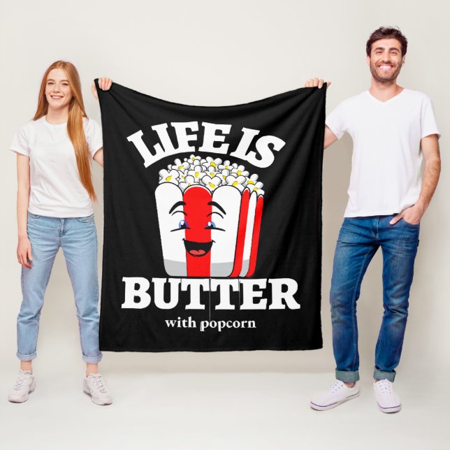 Couverture Polaire La vie est beurrée avec du popcorn (En situation)