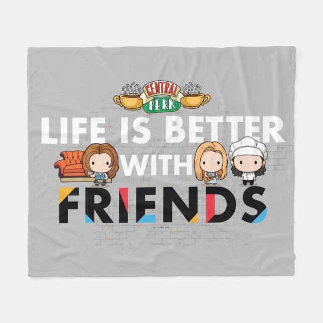 Couverture Polaire La vie est meilleure avec FRIENDS™ Art Chibi (Devant (Horizontal))