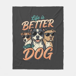 Couverture Polaire La vie est meilleure avec le vecteur de chien