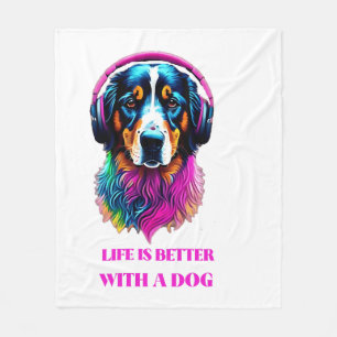 Couverture Polaire La vie est meilleure avec un chien