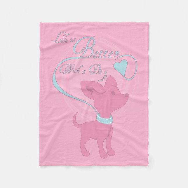 Couverture Polaire La Vie Est Meilleure Avec Un Chien (Devant)