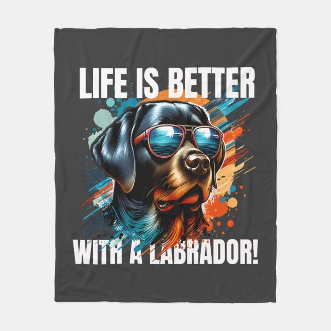 Couverture Polaire La vie est meilleure avec un Labrador ! (Devant)