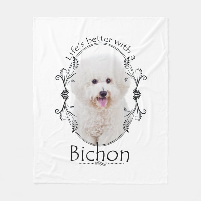 Couverture Polaire La vie est mieux Bichon Fleece Blanket (Devant)
