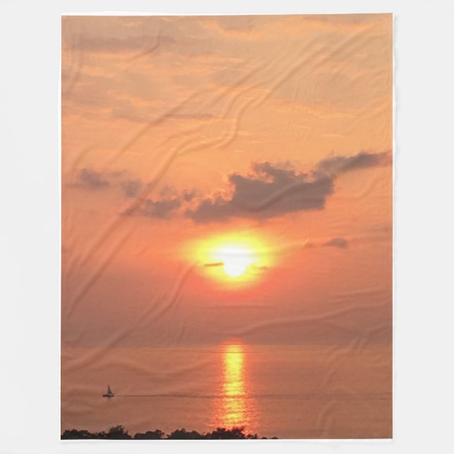 Couverture Polaire La voile du coucher de soleil à Hawaii Fleece Blan (Devant)