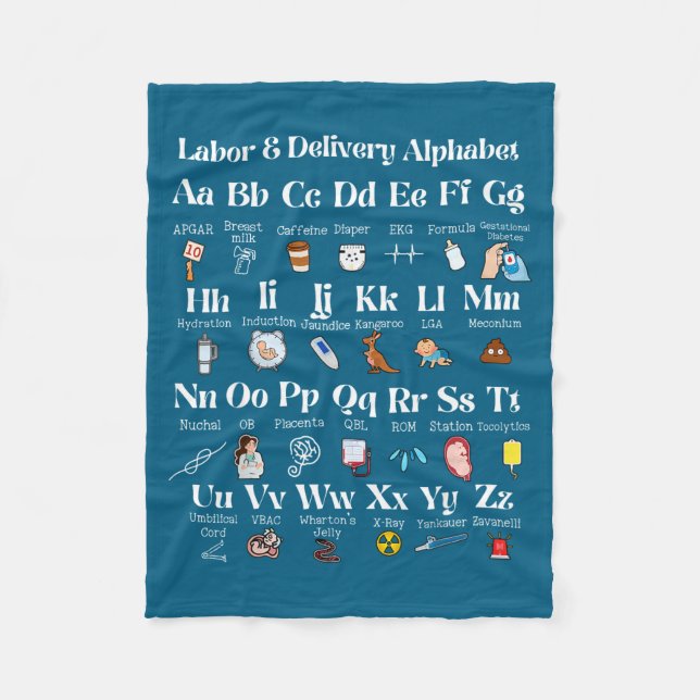 Couverture Polaire Labor And Delivery Alphabet Nurse New Nurse Gradua (Devant)