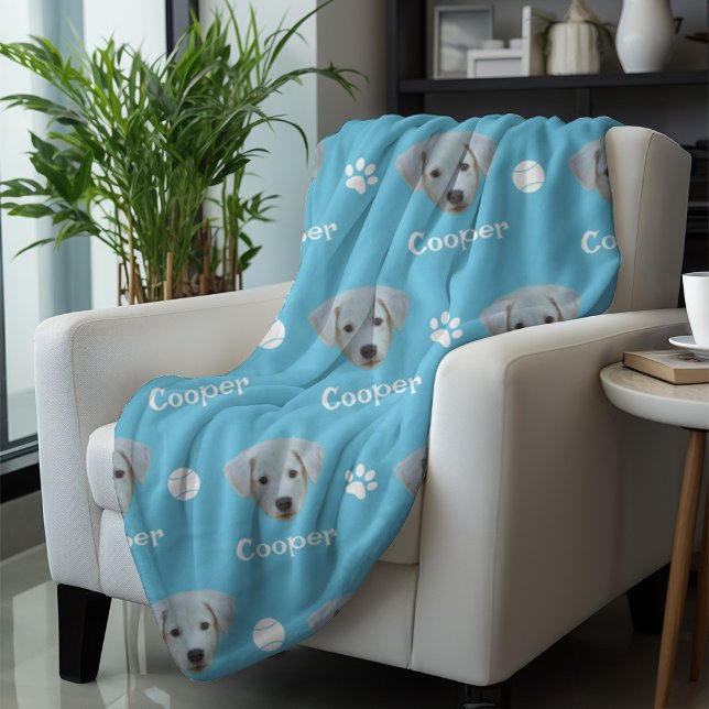 Couverture Polaire Labrador Dog, Sky Blue Nom personnalisé (Créateur téléchargé)