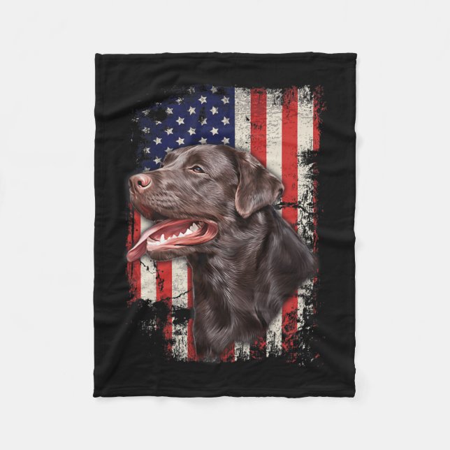 Couverture Polaire Labrador Labs Drapeau américain patriotique 4 juil (Devant)