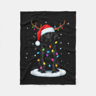 Couverture Polaire Labrador noir de Noël Chien de rennes Lumières P