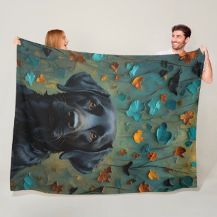 Couverture Polaire Labrador noir en Feuille