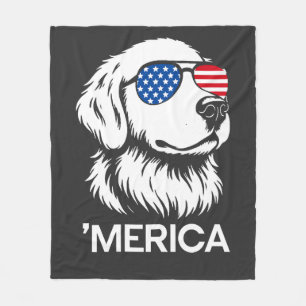 Couverture Polaire Labrador patriotique Drapeau américain Quatre juil