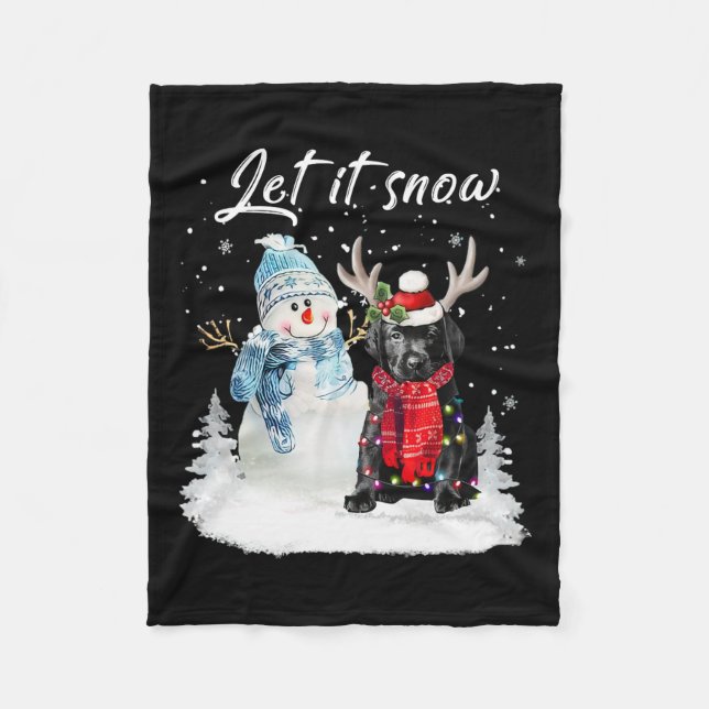 Couverture Polaire Labrador Pup Père Noël Chien Noël Snowman Xmas Paj (Devant)