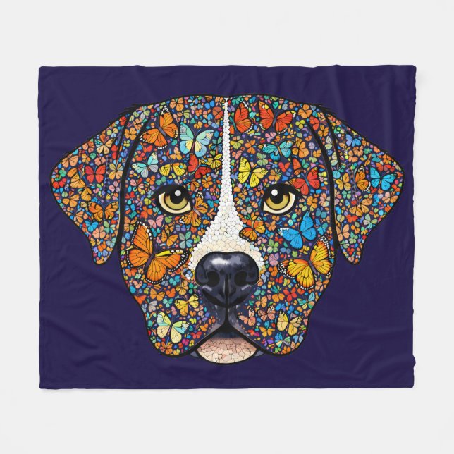 Couverture Polaire Labrador Retriever Butterfly Kaleidoscope Portrait (Devant (Horizontal))