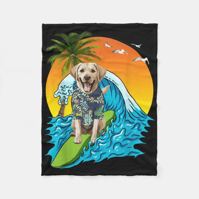 Couverture Polaire Labrador Retriever Chien Surf Surfer Hawaii Summe (Devant)
