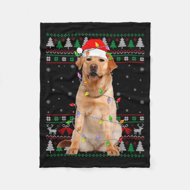 Couverture Polaire Labrador Retriever Dog Christmas Ugly Sweater Ligh (Devant)