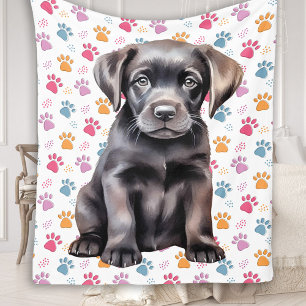 Couverture Polaire Labrador Retriever Empreinte de patte de chiot Amo