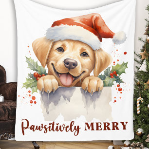 Couverture Polaire Labrador Retriever Père Noël Puppy Chien Noël