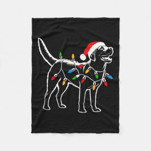 Couverture Polaire Labrador Retriever Santa Hat Noël lumières Noël