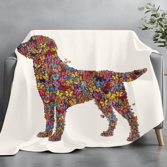 Couverture Polaire Labrador Retriever Silhouette de Papillon | Dog Ma (Créateur téléchargé)