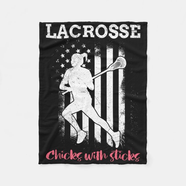 Couverture Polaire Lacrosse Chicks Avec Bâtons Lacrosse (Devant)