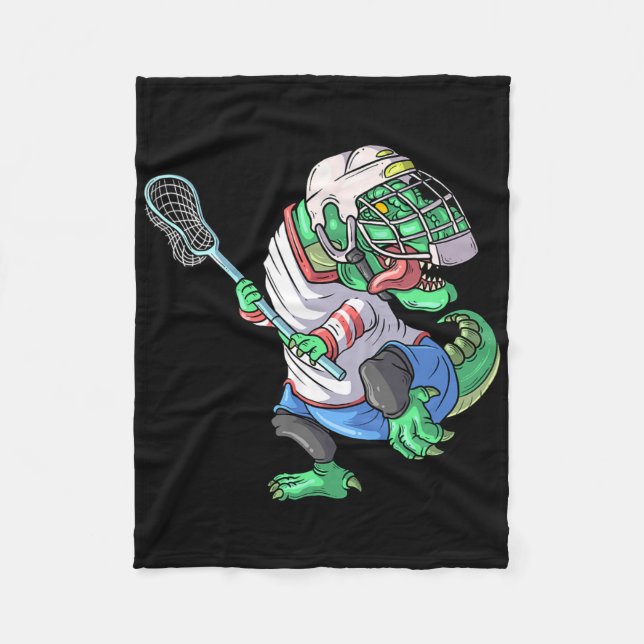 Couverture Polaire Lacrosse Dinosaure T Rex Avec Bâton De Lacrosse Dr (Devant)