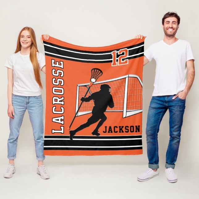 Couverture Polaire Lacrosse Sport - Orange, Blanc, Noir (En situation)