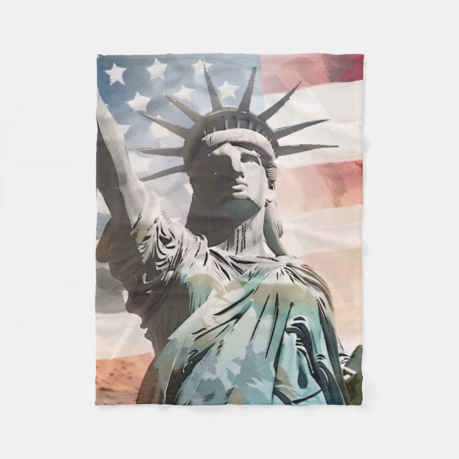 Couverture Polaire Lady Liberty et le drapeau américain (Devant)