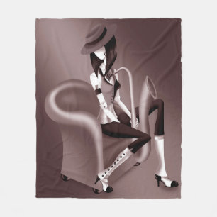 Couverture Polaire Lady Saxophoniste - Inspiré par le jazz