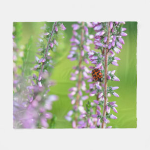Couverture Polaire Ladybird sur les fleurs violettes