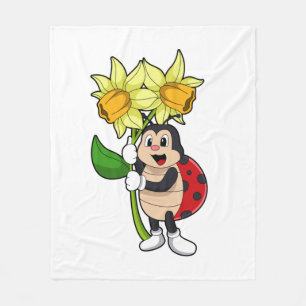 Couverture Polaire Ladybug avec jonquille de fleurs